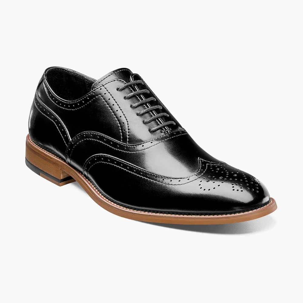 Stacy Adams Brand New Black Dunbar Wingtip Oxford Lace Up Dress Shoes Size 7.5M